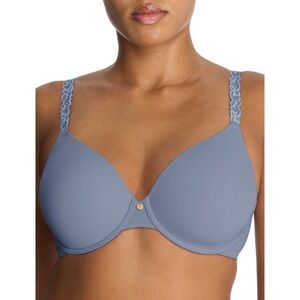 Natori Pure Luxe Underwire Contour Bra Denim Mink Blue 32D NWT